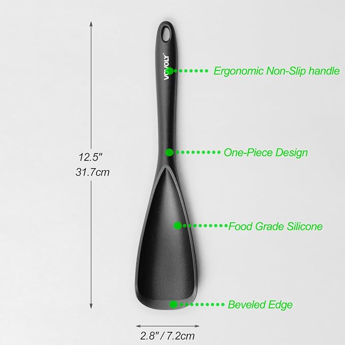 Cooking Spoon for Nonstick Cookwares, VOVOLY Silicone Spoon for Mixing - Image 5