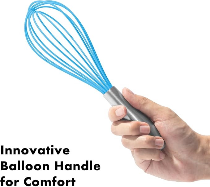 OYV 10-Inch Blue Silicone Whisk, Heat Resistant 480°F Kitchen Whisk - Image 3