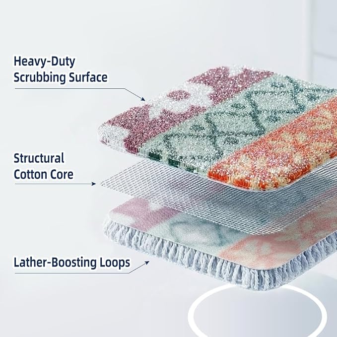 Amarelle GEN II Dish Washing Scrubbers 2-in-1, Made in Green Kitchen Scrubbers - Image 2