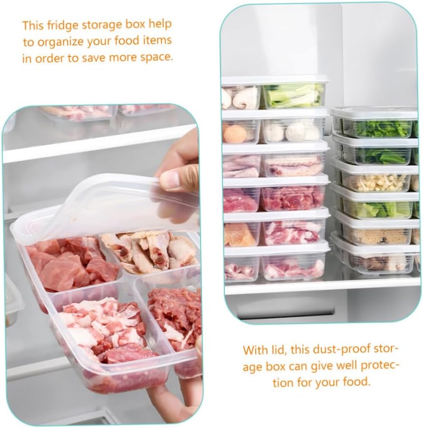 SOLUSTRE 2pcs PP Divided Food Storage Containers with Lid Stackable