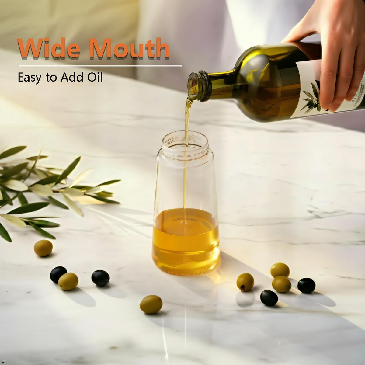 Aovdy 16oz/470ml Glass Olive Oil Sprayer for Cooking - 2 in 1 Olive
