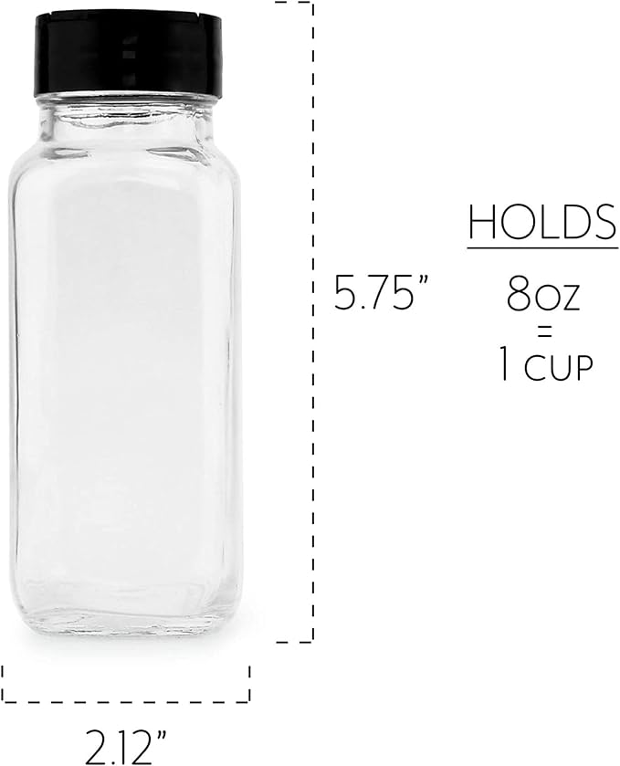 Cornucopia Brands French Square Spice Jars, Spice Shaker/Pourer w/ Lid; 1-Cup / - Image 5