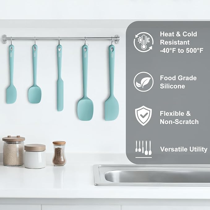 Redfly Silicone Spatula Set, 5 Piece Food Grade Silicone Cooking Utensils Set - Image 6