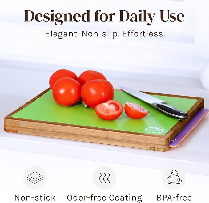 Cooler Kitchen Cutting Boards for Kitchen – Checkered Bamboo Cutting Board Set - Image 3
