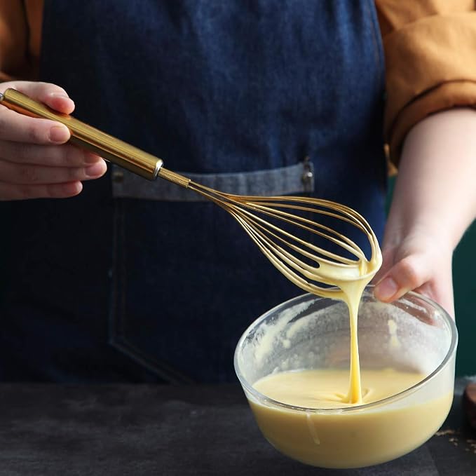Berglander Gold Whisk Pack of 3 Stainless Steel 8", Titianium Plating Whisks - Image 5