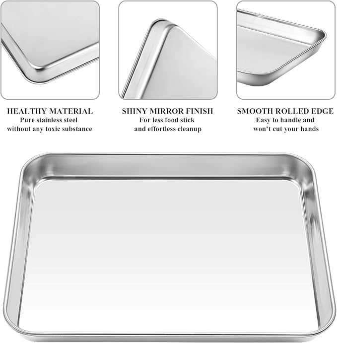 Baking Sheet with Cooling Rack Set, Deedro Stainless Steel Cookie Sheet Baking - Image 3