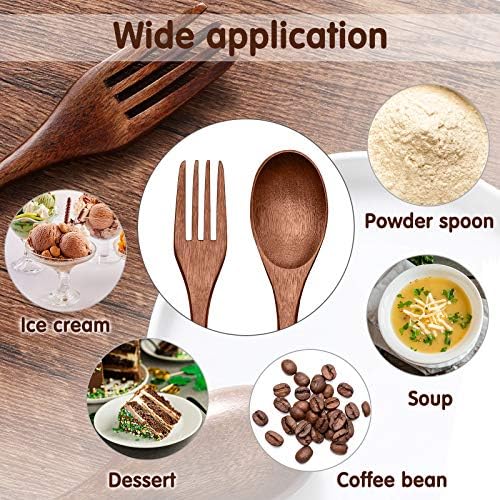 Patelai 10 Pieces Wooden Spoons Forks Set Wooden Utensils for Eating