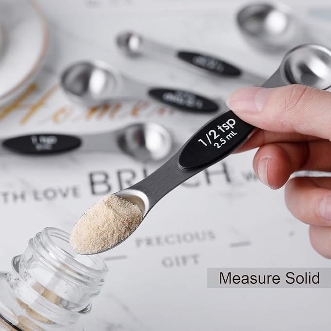 Magnetic Measuring Spoons Set of 7 Stainless Steel Dual Sided Teaspoon - Image 4