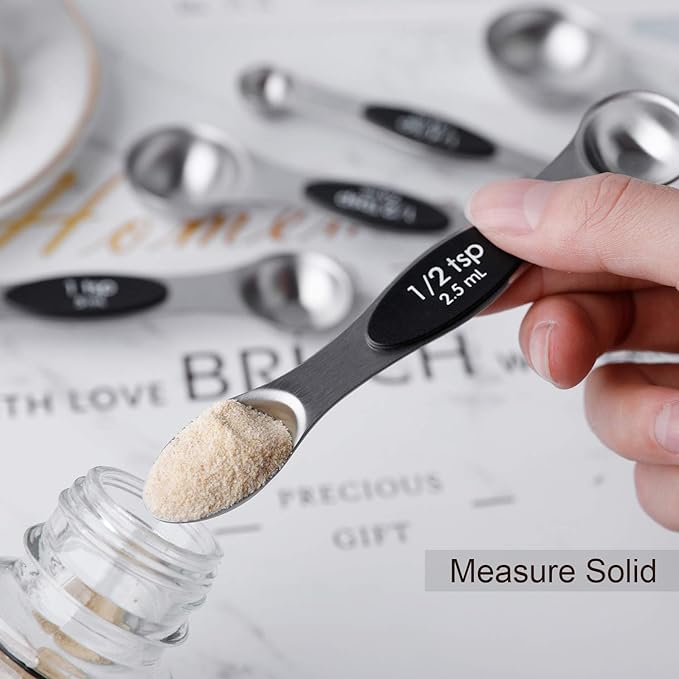 Magnetic Measuring Spoons Set Stainless Steel Dual Sided Stackable Teaspoon - Image 4