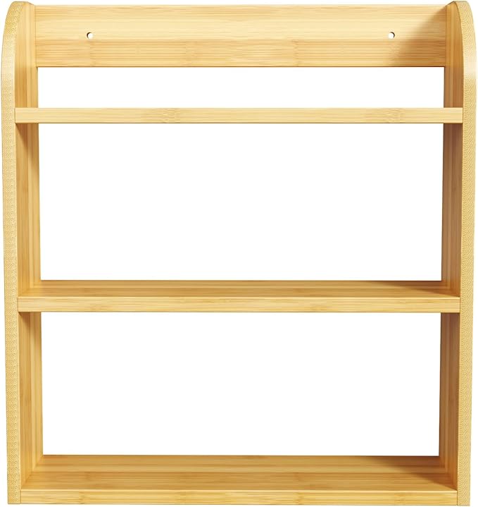 ROMGUAR CRAFT 3 Tier Bamboo Spice Rack, Countertop or Wall Mounting Wood Spice - Image 7