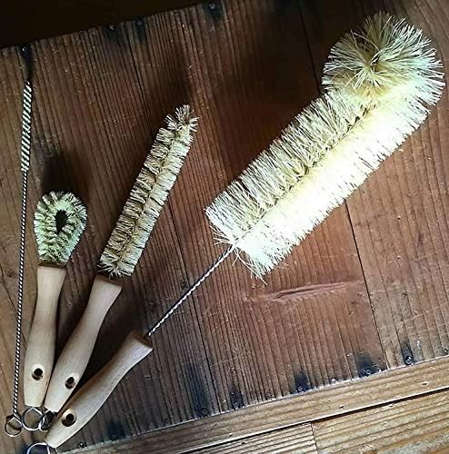 All Natural Bottle Brush and Straw Set (NO Plastic) Sisal Bristles and