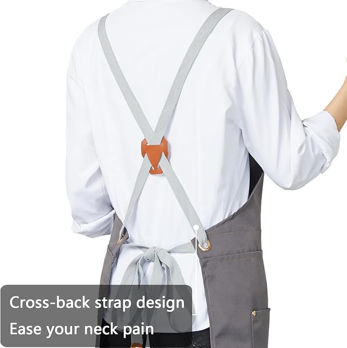 KITCHIEF Pottery Apron Split Leg, Cross Back Chef Apron - Image 3