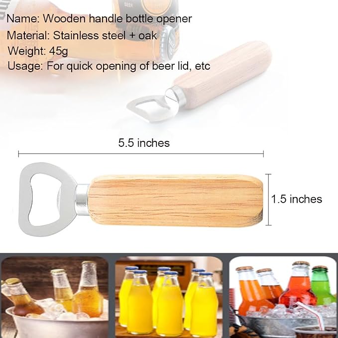 Wood Wine Bottle Opener, Beer Bottle Openers, Soft Drinks Bottle Opener - Image 2