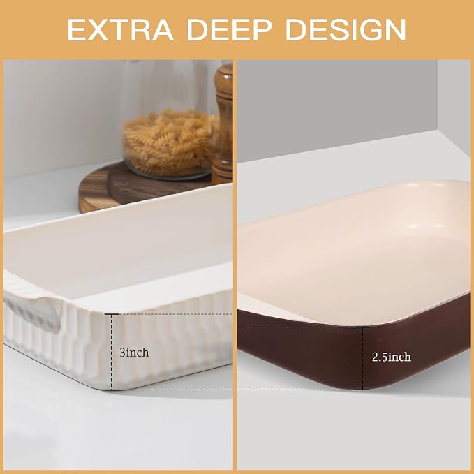 4.7QT Casserole Dishes for Oven, 9x13” Large Lasagna Pan, Ceramic Baking Dish - Image 4