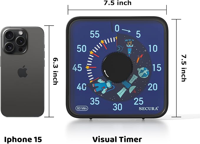 Secura 7.5-Inch Astronaut Pattern Visual Timer - Image 7