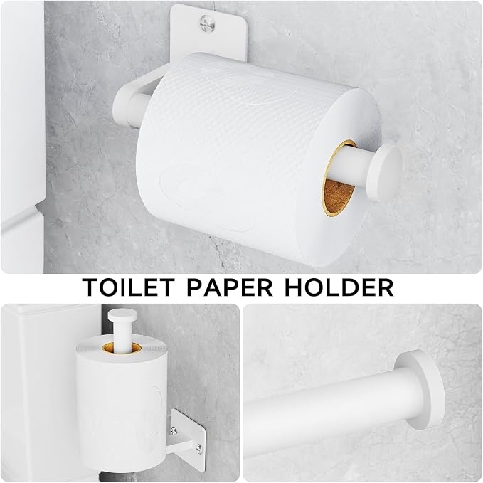 KLJKPA Bathroom Accessories Set, 4 Pieces White Bathroom Hardware Set, 24 inch - Image 4