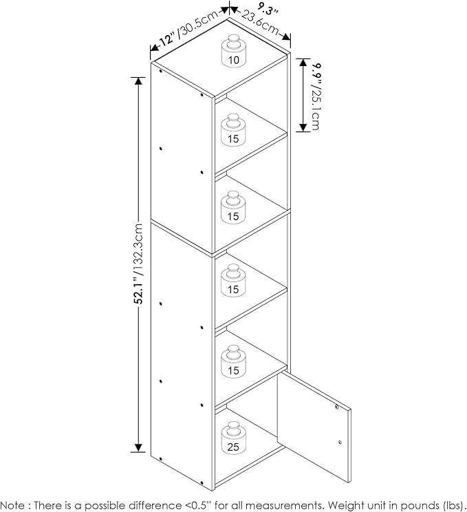Furinno LUDER Book Shelf, 5-Tier Modern Bookshelf, Bookcase - Image 3