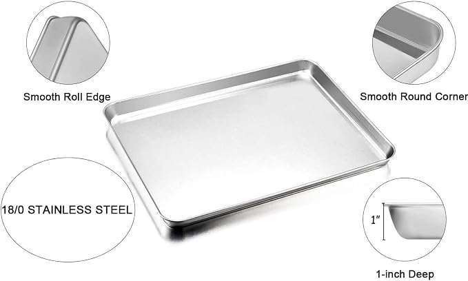 TeamFar Baking Sheet Set of 2, Baking Pans Tray Cookie Sheet Stainless Steel - Image 3