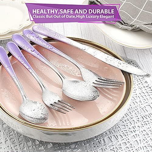 Gradient Purple Silverware set for 4,Stainless Steel Flatware Set,20