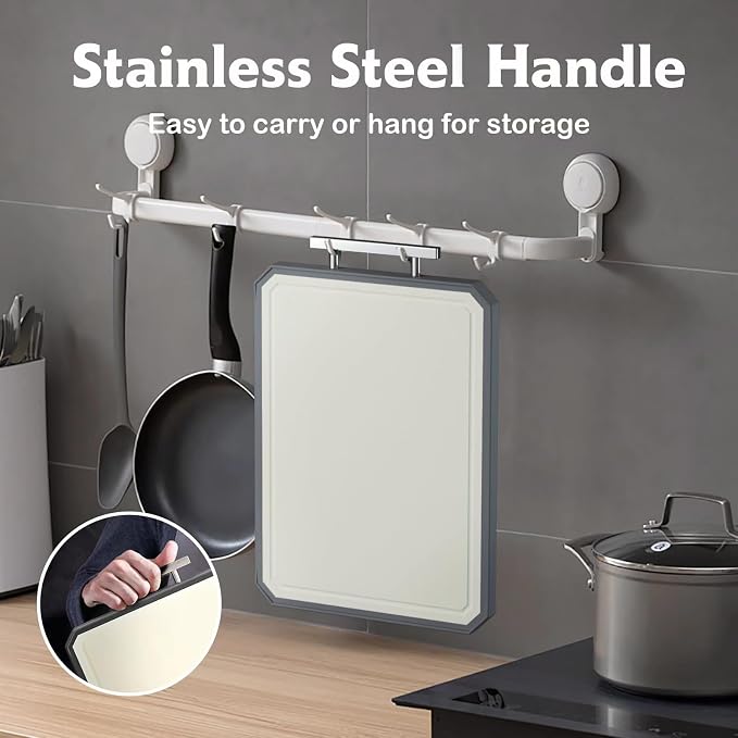 SNOWCLAD Stainless Steel Cutting Board, Double Sided Steel Cutting Board Set - Image 7