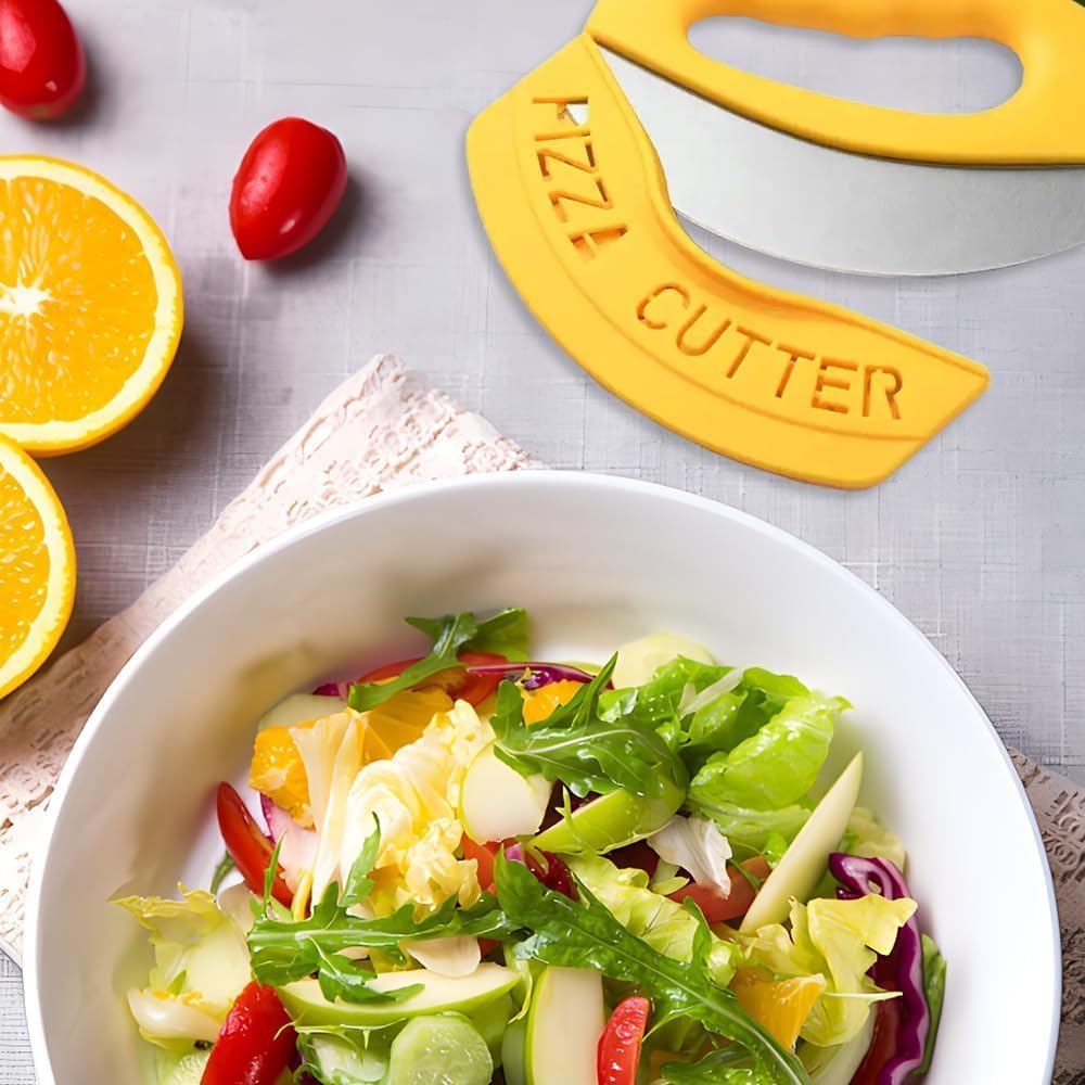 Mezzaluna Mincing Chopper Easy Grip Pizza Cutter and Salad Chopper