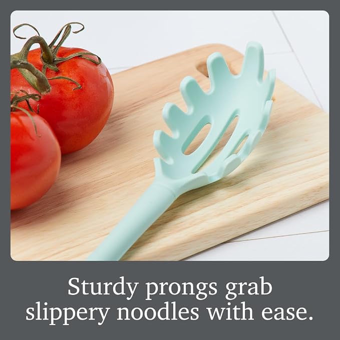 Tovolo Pasta Claw Spaghetti Spoon Scoop Aqua Seafoam Green Silicone Pasta Spoon - Image 3