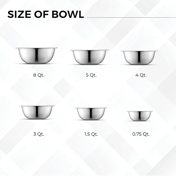 AVADOR Set of 6 Premium Stainless Steel Mixing Bowls Set, Space Saving Nestable - Image 3