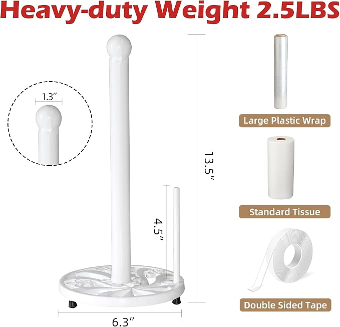 White Cast Iron Paper Towel Holder - Image 6