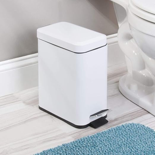 mDesign 5 Liter Rectangular Small Steel Step Trash Can Wastebasket, Garbage - Image 2