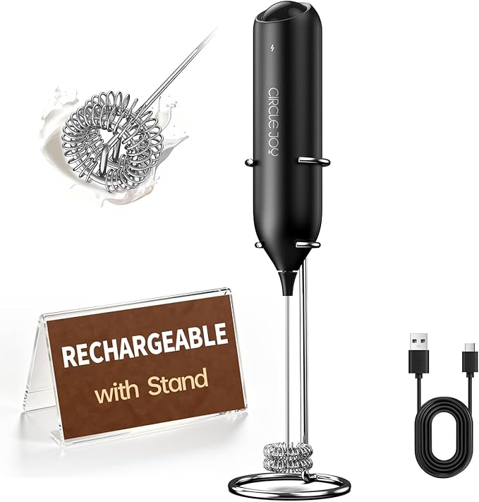 CIRCLE JOY Electric Rechargeable Milk Frother Handheld by CIRCLEJOY