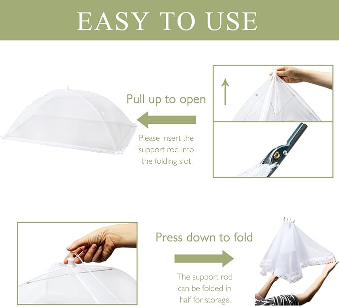 Food Covers Food Tent for Outside Mesh to Keep Bugs away, 2 Extra Large Size - Image 3