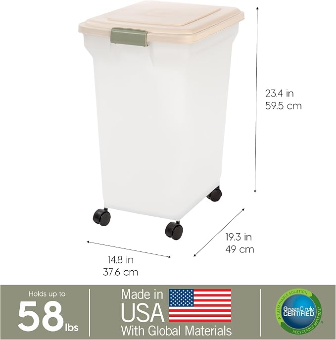 IRIS USA Dog Food Storage Container 58 lbs, Attachable Wheels, - Image 3