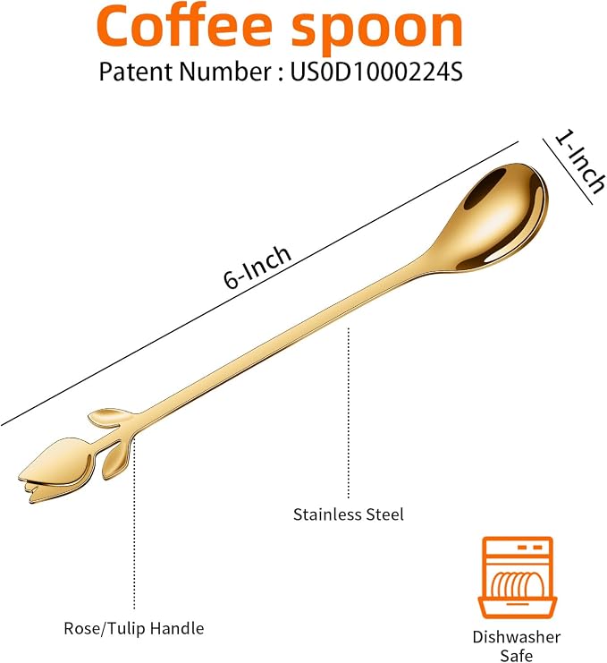 Gold Small Coffee Spoon Holder Set, Swan Base - Image 4
