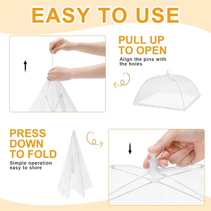 Tanlade 16 Pcs Mesh Food Cover Food Tent Set Reusable Collapsible Pop up Food - Image 3