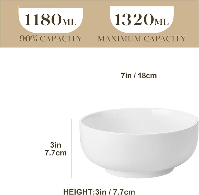 MALACASA Salad Bowls Set, 44 OZ Large Soup Bowls Cereal Bowl - Image 2