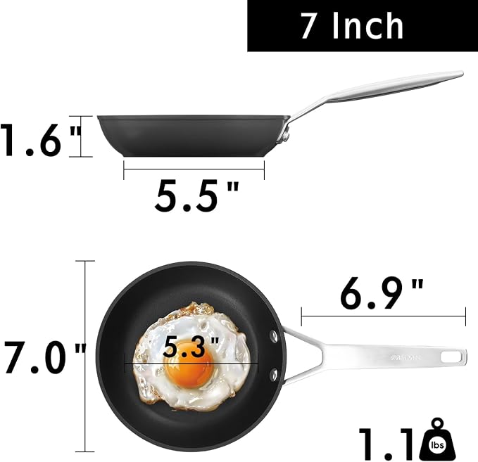 MsMk 7 inch Small Frying Pan, Carbonize also Nonstick Omelette Pan, PFOA Free - Image 2
