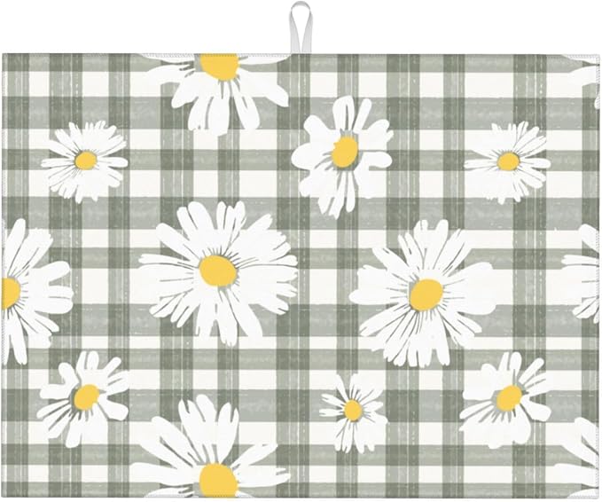 Daisy Dish Drying Mat For Kitchen Counter Absorbent Large Kitchen Fast Dry Pad by Unknown