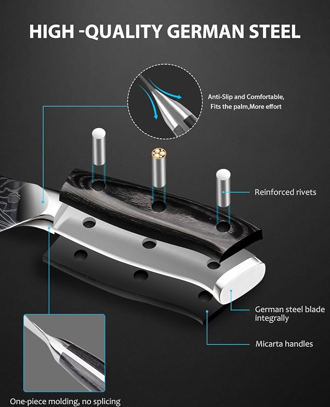 MOSFiATA 8" Super Sharp Professional Chef's Knife - Image 5