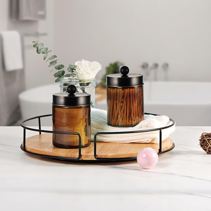 Amolliar Amber Glass Qtip Holder, Apothecary Jars - Image 2