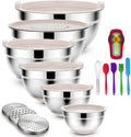Rottay Mixing Bowls Set with Airtight Lids: 20PCS Stainless Steel Nesting Bowls by Rottay