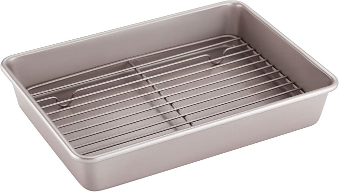 CHEFMADE Roasting Pan with Rack, 13-Inch Non-Stick Rectangular Deep Dish by CHEFMADE