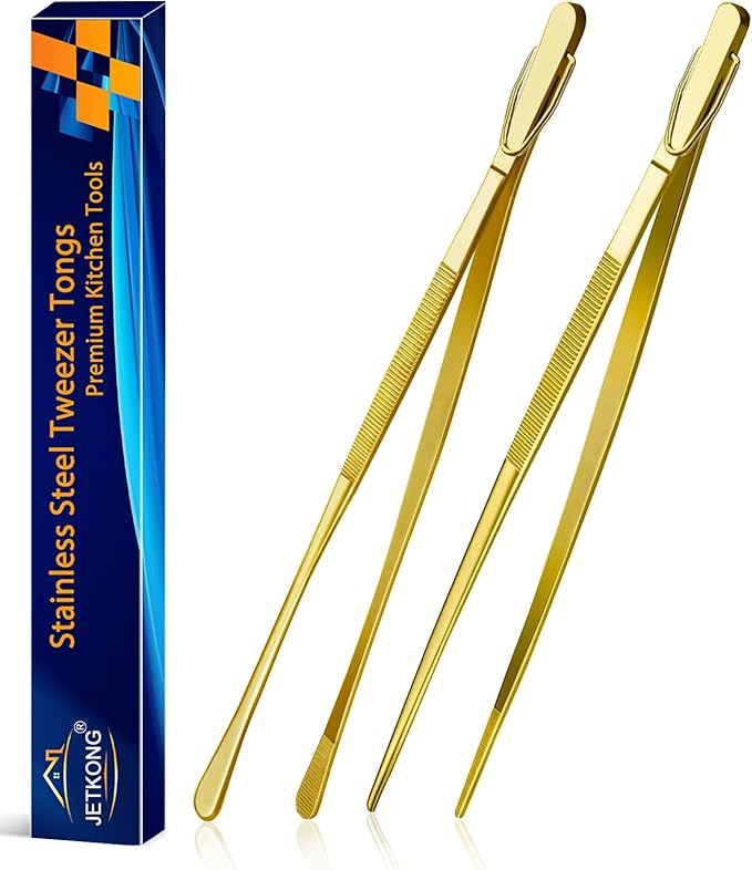 JETKONG 2 Pcs 12-Inch Cooking Tweezers Stainless Steel Food Tweezers Kitchen by JETKONG