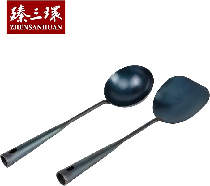 ZhenSanHuan Chinese Traditional HandMade Iron Spatula Wok Tool, Long wok utensil - Image 3