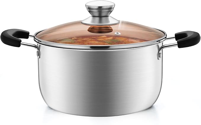 P&P CHEF 4 Qt Stockpot with Lid, Stainless Steel Cooking Stock Pot by PPCHEF