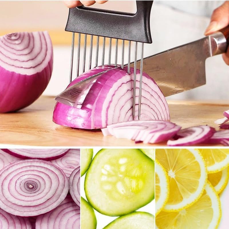 2026 New Stainless Steel Onion Slice Holder, Food Slicer Assistant