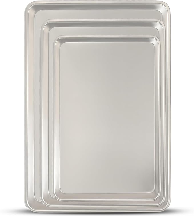 Baking Sheet Pan Set of 3, Commercial Quality Aluminum Cookie Sheets by UmiteChef