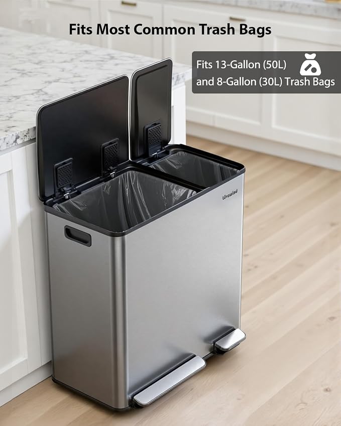Lovewind Dual Trash Can, 14 + 6 Gallon Garbage Can - Image 6