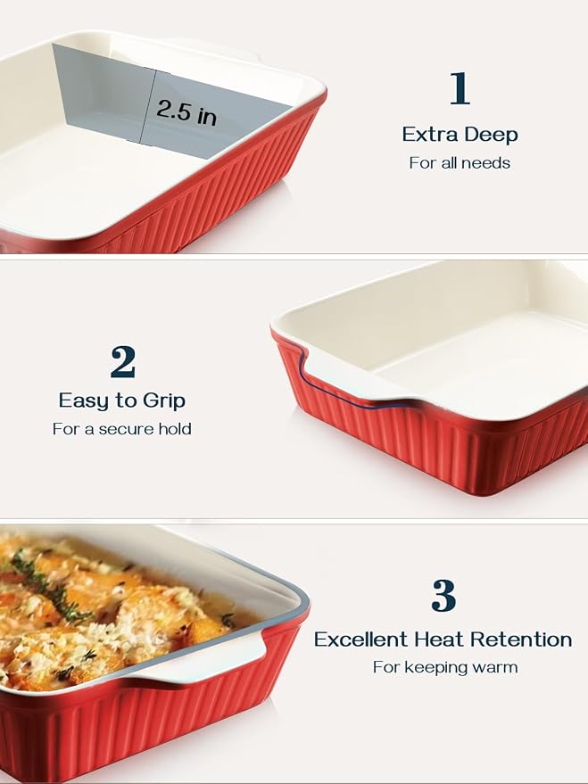 DOWAN 9x13-inch Deep Casserole Baking Dish - Image 3