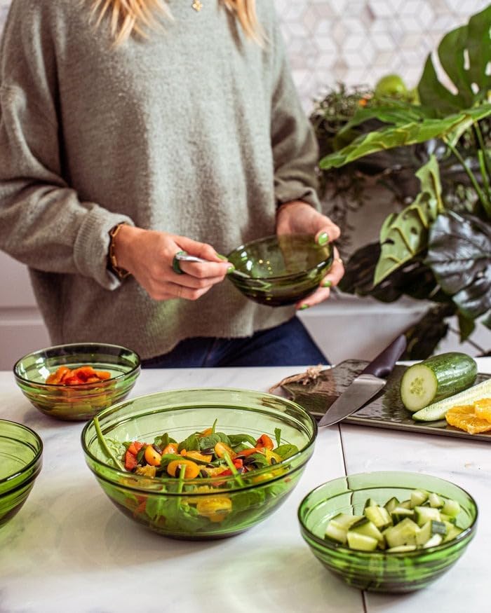 Duralex Gigogne Glass Stackable Mixing Bowls/Prep Bowls Set of 6