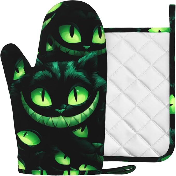 Halloween Ghost Face Heat-Resistant Oven Mitts and Pot Holder Smile Face - Image 2